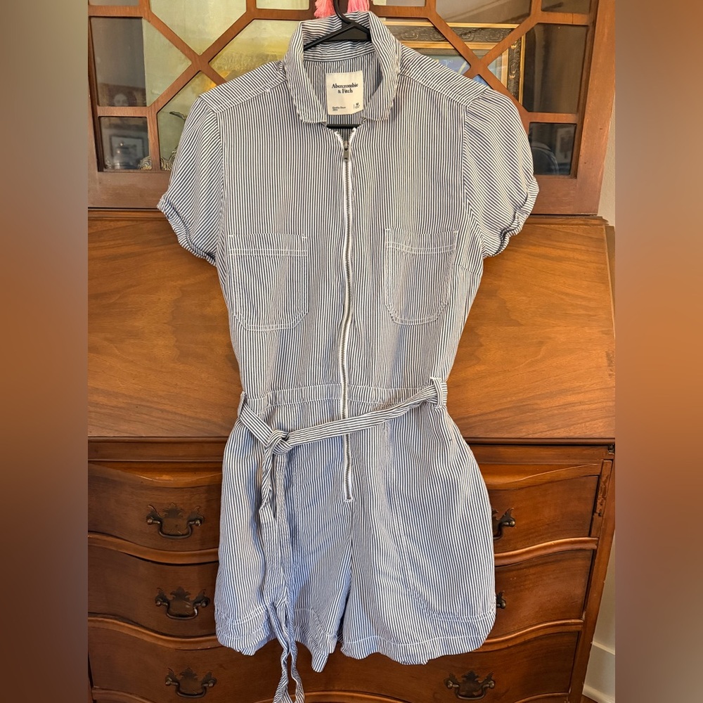 Abercrombie & Fitch Navy and White Striped Romper